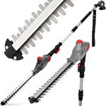 NETTA Cordless Pole Hedge Trimmer 20V - 510mm Diamond Cutting Blade - 16mm Tooth Opening - 2.4m Long Reach Telescopic Pole Handle - 150° Angle Changing Head