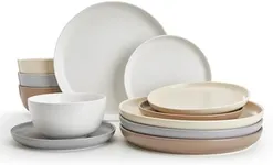 Sweese Dinnerware Sets,12 Pieces Porcelain Round Plates and Bowls Sets, Dishes Set for 4, Chip Scratch Dishwasher Microwave and Oven Safe Dishware Sets, Multi-color