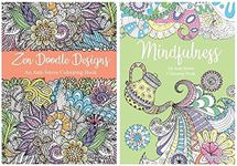 Squiggle Anti-Stress Adult Colouring Books, Mindfulness & Zen Doodle Designs - Set of 2 White