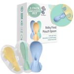 LittleWhispers Stage 2 Baby Pouch Spoon Attachment - 3 Silicone Baby Food Pouch Spoon Tops - Travel Cases Included - Squeeze Baby Pouch Topper