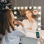 Kottova Vanity Mirror with Lights,Makeup Mirror with Lights, Hollywood Lighted Mirror with 15 Dimmable LED Bulbs,3 Colors Modes,Touch Control,USB Charging Port,Metal Frame,White