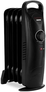 Geepas Oil Filled Radiator Heater 450W, 5 Fin | Mini Portable Electric Heater Adjustable Thermostat Safety Cut-off Overheat Protection Energy Efficient Heating | 2 Year Warranty Black
