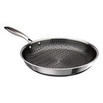 Hell's Kitchen Hybrid 11" Frying Pan, Tri-Clad Stainless Steel and Nonstick Ceramic PFAS Free, no PFOA, PTFE, or Teflon, Non Toxic Cookware, Metal Utensil Safe, All Cooktops, Oven Safe