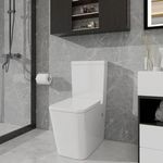 Robanmoa Rimless Back to Wall Toilet Close Coupled Bathroom Toilet, White Ceramic WC Pan & Soft Close Seat Dual Flush Cistern Comfort Height Modern Square Toilets
