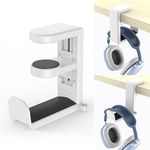 Deyagoo Gaming Headset Holder, 360-degree Rotating Computer Headset Suspension Stand with Cable Storage Clip Included, Make The Gaming Area or Office Area More Neat and Clean. (White)