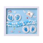 BABIES BLOOM - Baby Foot Printing Kit With Frame - Gift For Baby Shower Ceremony - Baby Hand And Foot Casting Kit (Led frame Light Blue)