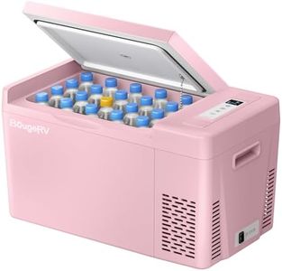 BougeRV Pink 23Quart Portable Refrigerator, 12 Volt Fridge 22L, Portable Freezer Compressor Cooler 12/24V DC 110~240 Volt AC for Truck Van RV Camper -7℉~50℉