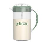 Dr. Brown's Baby Formula Mixing Pitcher with Adjustable Stopper, Locking Lid, & No Drip Spout, 32oz, BPA Free, Olive