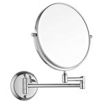 SBD 8 inch Stainless Steel Shaving Makeup Bathroom Mirror with 3X Magnifying and Wall Bracket with Adjustable Scissor Frame Chrome Finished