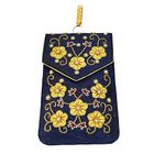 Avanti Creation Silk Floral Handicraft Ladies Traditional Mobile Phone Pouch Sling Wallet Saree Waist Clip Hook Gift for Women|Designer Clutch Mobile Pouch (Blue)