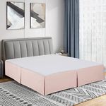 Cathay Home Double Brushed Microfiber Pleated Easy Fit Bed Skirt, Ultra Soft, Fade and Wrinkle Resistant - Blush, California King