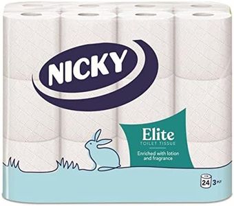 Nicky Elite Scented Toilet Tissue | 24 Rolls of White Toilet Paper| 3-ply | Talc Scent | Softness to The Skin | Enriched with Lotion |100% FSC Certified Paper | Extra Value Pack