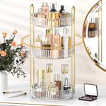 MOKANI 360 Rotating Makeup Organiser, 3 Tiers Spinning Skincare Organiser, Multi-Function Make Up Organiser Storage, Large Capacity Cosmetic Perfume Organiser for Vanity, Bathroom and Bedroom