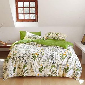 Cottonight Botanical Floral Comforter Set Full Sage Green and White Bedding Comforter Set Yellow Floral Green Leaves Bohemian Blanket Quilts Garden Plant Comforter Set for Adults Teens