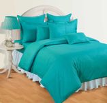 Swayam Sonata Collection Premium Cotton 400 TC Solid Print Cotton Extra Large Bed Sheet with 2 Pillow Cover - Aquaaqua