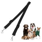 Double Dog Lead, Double Ended Lead For Dogs, Adjustable Double Lead For 2 Dogs, 360° Rotation Dog Leash Coupler Double Dog Lead For Walking 2 Dogs No Tangle(Black)