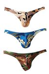 sandbank Men’s Multi Pack Briefs Sexy Camouflage Low Rise Pouch Briefs Boxers Bikini Underwear (L:Waistline 32"-35", 3 Pack #2)