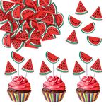 ZHUOWEISM 24 PCS Watermelon Cupcake Toppers Summer Fruits Cupcake Picks for Melon First Birthday Baby Girl First Birthday Party Cake Decorations Supplies Red