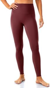 Lavento Women's All Day Soft Yoga Leggings High-Rise 28" - No Front Seam Workout Active Legging for Woman (Burgundy, 4)