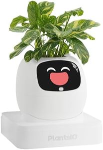 PLANTSIO Ivy Intelligent Flower Pot for Home Decoration Plants Companion Neat Desk Setup Gift Smart Pet Planter Robot Guidance on Plant Care with Emojis Pet Friends (White)