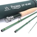 Maxcatch 3-12wt Medium-fast Action 4-Piece Premier Fly Rod-IM8 Carbon Blank for High Performance,with AA Cork Grip Hard Chromed Guides and Cordura Tube (V-Premier, 9' 12wt)