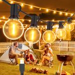 IKERY USB Garden String Light, 7.6M/25FT Warm White 12 COB Globe Bulbs IP65 Waterproof Festive Lights Outdoor, Indoor Outdoor String Lights for Gazebo, Christmas, Backyard, Party, Patio Decor