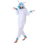 dressfan Snow Monster Onesie Pajamas Cosplay Costume Christmas Halloween Costume Pajamas for Unisex Adults Teens Girls Boys,White,L