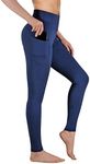 GIMDUMASA Leggings with Pockets for Women High Waist Yoga Pants Flex Leggings Tummy Control Workout Running Tights GI188 Deep Blue