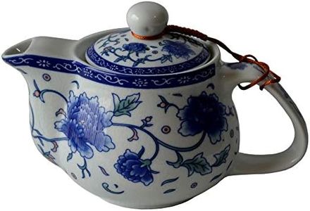 Teapot 500ml Blue White Peony Flower Porcelain Kettle Stainless Infuser (Mudan Flower 500ml)