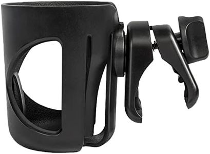 Portabicchieri per Passeggino, Camminatore, Bicicletta, Sedia a Rotelle, Scooter con Rotazione a 360 Gradi, Supporto per Tazza (Nero)