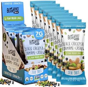 BeanVIVO Plant Based Protein Snacks - Sea Salt Flavor with Dried Edamame, Roasted Cashew and Chickpeas - Non-GMO Crunchy Salad Toppers - High-Protein and Rich in Fiber - 8Pack (1.05 oz Each Pouch)
