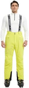 fit space Men's Ski Snow Pants Waterproof 15,000mm Removable Stretch Suspenders Insulated Winter Alpine Pants (Lemon,Medium)