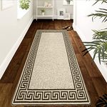 renoazul® Hallway Runner Kitchen Rug Non-Slip Washable Door Mat | 66 x 220 cm Anti Fatigue, Entrance Large Anti-Slip Floor Mat Stair Runner Rug Carpets - Greeky Rug - Beige & Brown