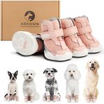 Dog Shoes for Small Dogs, Dog Boots for Summer Hot Pavement, Winter Snow Day Outdoor Walking, Indoor Hardfloors, Breathable Dog Sneakers, Dog Booties Paw Protectors for Running Pink 4Pcs Size 5