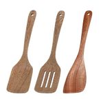 3 Pack Wooden Spatula for Cooking 12 Inches Paddle, Slotted, Cooking Utensils for Nonstick Cookware, Kitchen Fish, Eggs, Pancakes