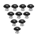 Magik 20Pcs Crystal Glass Cabinet Knob Diamond Shape 30mm Drawer Cupboard Handle Pull (Black)