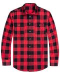 J.VER Men's Flannel Shirt Red Black Long Sleeve Cotton Checked Shirts Button Down Lumberjack Regular Fit Winter Warm Thick Plaid Shirt with Pockets 4XL