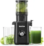 Cold Press Juicer, INOVIVA 40RPM Slow Masticating Juicer with 4.25" Large Feed Chute Fit Whole Fruits & Vegetables, High Juice Yield Slow Juicer, Dishwasher Safe, 1.5L Capacity and 2 Cups Included