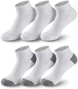 MONFOOT Men's/Women's 6 Pairs Daily Cushion Comfort Fit Performance Quarter Ankle Socks, White Small Multipack