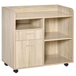 Vinsetto Lateral Filing Cabinet, Printer Stand, Mobile File Cabinet with Drawer for Letter or A4 File, Home Office, Oak