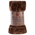 Bravich Soft Faux Mink Throw - Chocolate. Double Size Large Fluffy Blanket For Bed, Sofa & Duvet Bedding Throws. Faux Fur Thick Fleece Throw Blankets For Home Decor - (Chocolate, Double, 150x200cm).