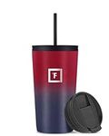 IRON °FLASK Classic Tumbler 2.0-470 ml, 2 Lids (Straw/Flip), Vacuum Insulated Stainless Steel Bottle, Double Walled, Thermo Travel Mug, Water Metal Canteen (Dark Rainbow)