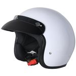 Zorax ZOR-604 White L (59-60cm) Scooter Motorcycle Motorbike Open Face Crash Jet Helmet for Men Women Road Legal ECE2206