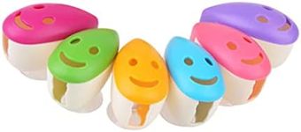 4pcs Toothbrush Holder Suction Cup Toothbrush Head Shield Cute Cartoon Smile Face Wall Mount Bathroom Toothbrush Holder Bathroom Accessories for Kids (Random Color)