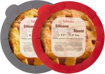 Webake Pie Crust Protector Shield Adjustable Pie Crust Shield Fits 11.5-9 Inch Pie Pan, European Food Grade Silicone Pinch Test Passed, for Baking Party Pie Tart, Pack of 2, Red and Grey