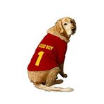 Ruse Dog T-Shirt Good Boy Jersey No.1 Printed Basic Crew Neck Half Sleeves Pet Cotton Tees Apparel/Clothes Gift for Dogs - Ideal for Monsoon & Winter (Red, XXL) (Saint Bernard, Great Dane etc)