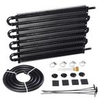 ACmango 8 Pass Ultra-Cool Tube and Fin Transmission Cooler Universal 5/16" Oil Cooler Kit 405 Aluminium Black¡­