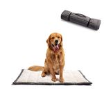 VMGreen Travel Dog Bed, Rollup Crate Mat, Kennel Pad, Pet Camping Gear with Carry Handles for Medium Dog or Cat, Super Soft, Machine Washable, 36 * 23” Grey