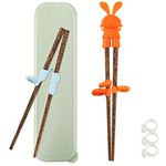 TOTKEN 2 Pairs Training Chopsticks, Learning Wood Chopsticks for Kid Beginners Right or Left Hand with Portable Box