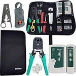 RJ45 Ethernet Network Tool Kit Including Cable Tester Crimping Crimper Stripper Cutter Puch Down Tool And Screw Drivers 10x RJ11/RJ45 Connectors With Holder Case (Pro Kit 2) …